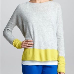 Vince Color-block Cashmere Sweater Yellow Gray